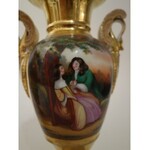 Para porcelanowych, pozłacanych wazonów Empire, Francja, XIX w.