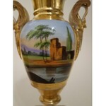 Para porcelanowych, pozłacanych wazonów Empire, Francja, XIX w.
