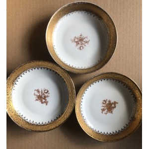 Zestaw ozdobnych porcelanowych talerzy marki G.Rosier z Limoges, Francja (3 szt.)
