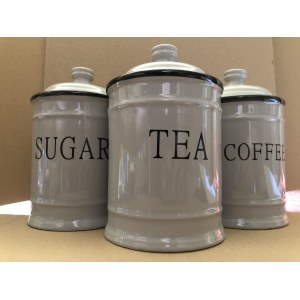Komplet ceramicznych pojemników na herbatę, kawę i cukier