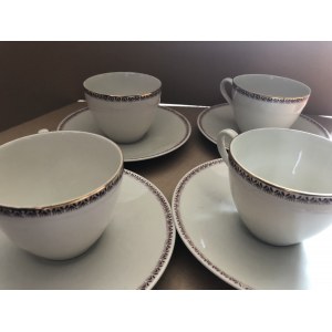 Zestaw porcelanowych filiżanek ze spodkami marki Bavaria Edelporzellan, Bawaria, Niemcy, (4 szt.)