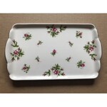 Ozdobny porcelanowy komplet: tacka, cukiernica i mlecznik Royal Canterbury, model Spring Flower (Pink), Wielka Brytania