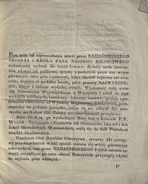 POUR L'ACTE CÉRÉMONIEL DU GYMNASE DE VARSOVIE 1834