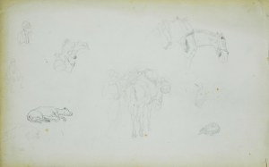 Stanisław Chlebowski (1835-1884), Szkice postaci, koni i szkic leżącego psa
