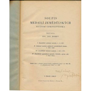 Med.pla.odzn., Dobrý Josef: Inventory of agricultural medals in Czechoslovakia