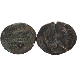 Ostkelten - Syrmien, Tetradrachma, stilisierter Kopf von rechts / stilisiertes Pferd von links