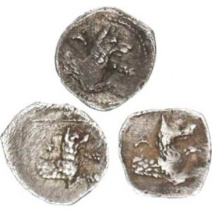 Kilikia - Tarsus (4. stol. př. Kr.), AR obol, polovina vlka konvolut 3 ks Sear 5660