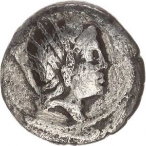 LUCRETIA, L.Lucretius Trio (76 př.Kr.), Denár, hlava boha Sol / srpek měsíce Sear 321 3,47 g
