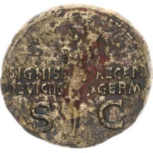Germanicus (15 př.Kr.-19 po Kr.), Dupondius, Germanicus v quadrize jedoucí vpravo GERMANICVS - CAE