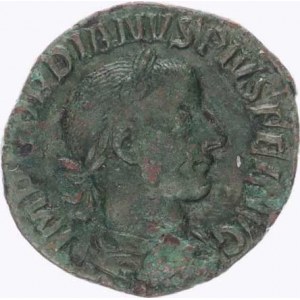Gordianus III. (238-244), Sestercius, sedící Apollo drží olivov. ratolest a opírá se o lyru