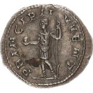 Philippus II Filius (244-249), Antoninian, standing.Philip II in military dress holding a spear and globe