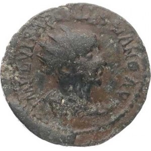 Volusianus (251-253), AE 19, Antiochie-Pisidie, praporec s orlem mezi dvěma standartami