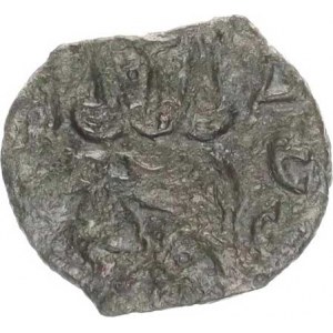 Constantinus V. Copronymus (741-775), AE Follis (15-18 mm), A: Poprsí Constantina V. a Leo IV. čeln