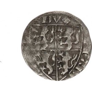 Václav IV. - v Lucembursku (I.období 1383-1388), Esterlin, minc. Montmédy, čtyřdílný znak, opis / M