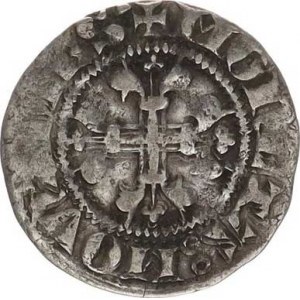Václav IV. - v Lucembursku (I.období 1383-1388), Esterlin, minc. Montmédy, čtyřdílný znak, opis / M