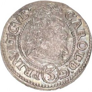 Opava, Karel Liechtenstein (1614-1627), 3 kr. 1614 BH - jeden erb, nominál pod poprsím Sa 11/6