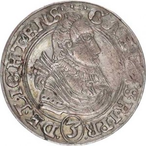 Opava, Karel Eusebius (1627-1684), 3 kr. 1629 MW SA - , jako 41 ale minc.zn. pod erbem / nominá