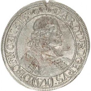 Olomouc, Karel II. Liechtenstein (1664-1695), VI kr. 1677 špice SV 347 B1/C1 var.: jiná arabeska na