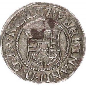 Ferdinand I. (1526-1564), Denár 1537 K-B Husz. neuvádí - PATRONA . * . VNGARIE