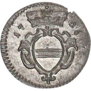 Karel VI. (1711-1740), 1 Pfennig 1726, Vídeň RR CNA 196-a-16, zc. nep. hr.