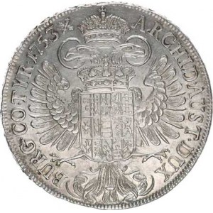 Marie Terezie (1740-1780), Tolar 1753 b.zn., Vídeň 28,059 g Her. 402, Eyp. 73/1