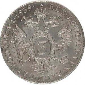 Ferdinand V. (1835-1848), 3 kr. 1839 A R