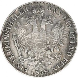 František Josef I.(1848-1918), Tolar spolkový 1858 M RR, hr., tém.