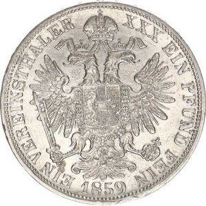 František Josef I.(1848-1918), Tolar spolkový 1859 A, dr. ďubka v ploše
