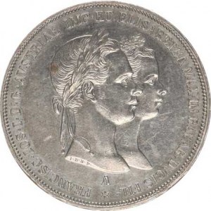 František Josef I.(1848-1918), Dvouzlatník 1854 A - svatební, zc. nep. rys.
