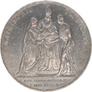 František Josef I.(1848-1918), Dvouzlatník 1854 A - svatební, zc. nep. rys.