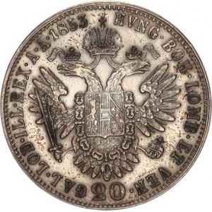 František Josef I.(1848-1918), 20 kr. 1853 A, dr. rys., vada stř. v Av.