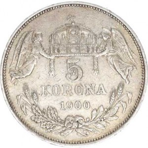František Josef I.(1848-1918), 5 Koruna 1900 KB, tém.
