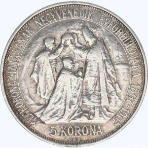 František Josef I.(1848-1918), 5 Koruna 1907 KB - korunovační