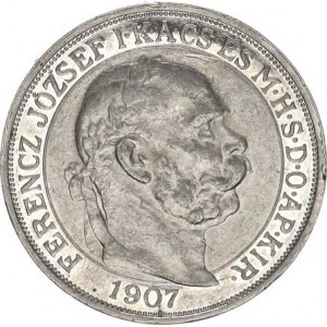 František Josef I.(1848-1918), 5 Koruna 1907 KB - korunovační sbírková, zc. nep. hr.