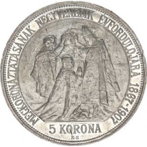 František Josef I.(1848-1918), 5 Koruna 1907 KB - korunovační sbírková, zc. nep. hr.