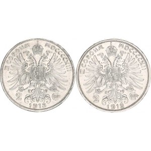 František Josef I.(1848-1918), 2 Koruna 1912, 1913 obě b.zn. 2 ks
