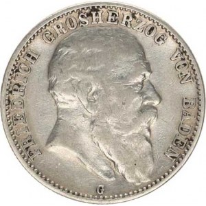 Baden, Friedrich I. (1852-56-1907), 2 Mark 1905 G KM 272, tém.