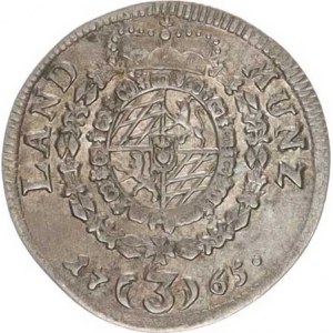 Bavorsko, Maximilian III.Joseph (1745-1777), 3 kr. 1765 b.zn. KM 477