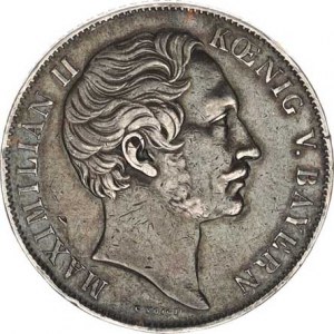 Bavaria, Maximilian II. (1848-1864), 2 Gulden 1852 KM 446, dark patina, uncirculated.