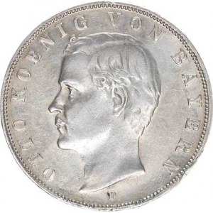 Bavorsko, Otto (1886-1913), 3 Mark 1913 D KM 515, zc. nep. hr.