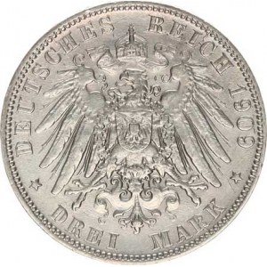 Hamburg, 3 Mark 1909 J KM 296