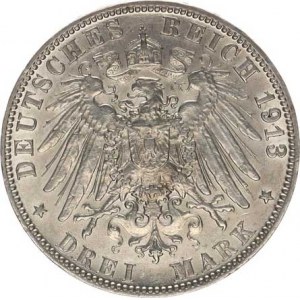Hamburg, 3 Mark 1913 J KM 296, tém.