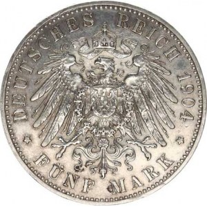 Hesse-Darmstadt, Ernst Ludwig (1892-1918), 5 Mark 1904 A - 400. výročí narození Phillippa KM 373