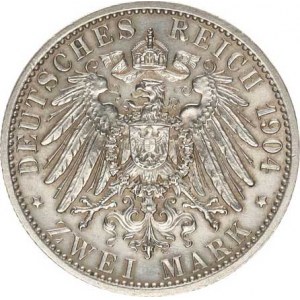 Mecklenburg-Schwerin, Friedrich Franz IV.(1897-1918), 2 Mark 1904 A - wedding KM 333