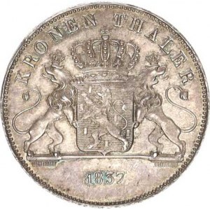 Nassau, Wilhelm (1816-1839), Tolar korunní 1837 KM 54; Dav. 743 R, tém.