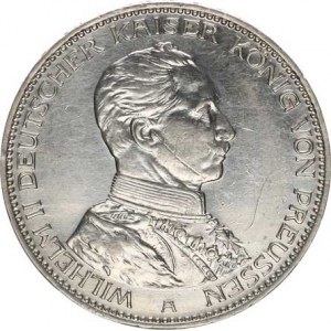 Prusko, Wilhelm II. (1888-1918), 3 Mark 1914 A KM 538, nep. rys.