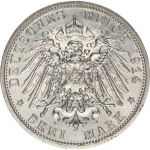 Prusko, Wilhelm II. (1888-1918), 3 Mark 1914 A KM 538, nep. rys.