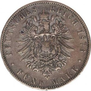 Sasko, Albert (1873-1902), 5 Mark 1876 E Y. 181, zc. nep. hr.