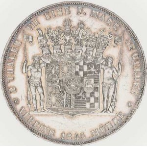 Schwarzburg-Rudolastadt, Friedrich Gunther(1807-1867), 2 Tolar spolkový 1845 R 37,188 g, dr. rys.