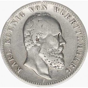 Württemberg, Karl I. (1864-1891), 2 Mark 1877 F Y. 215 R